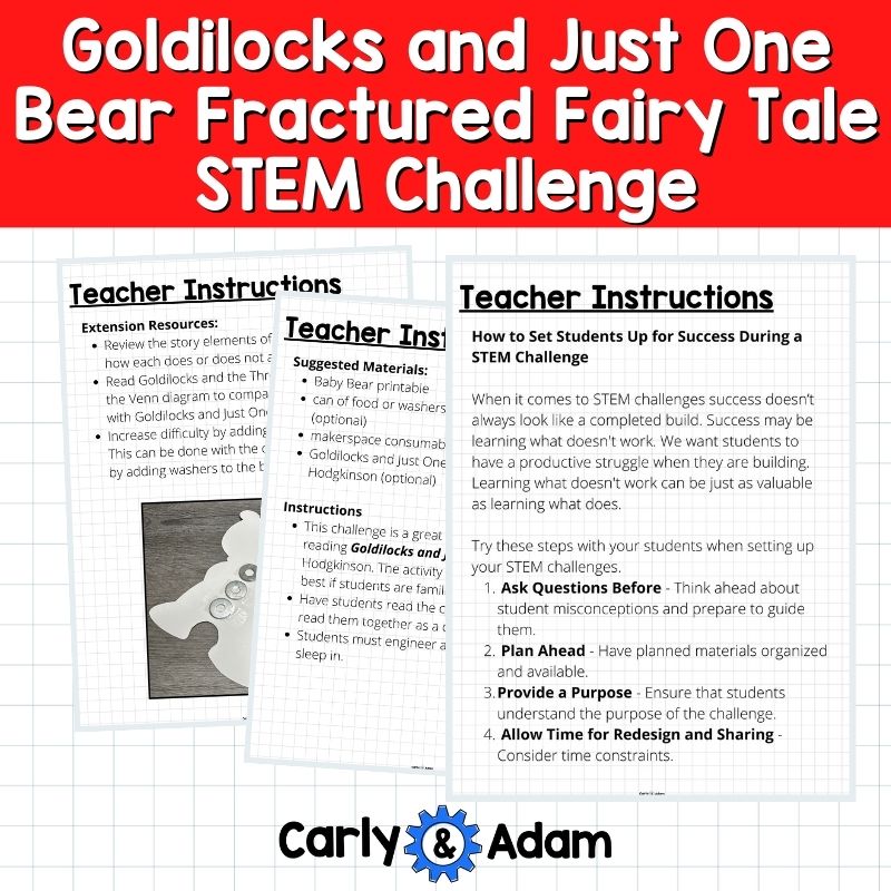 Goldilocks and Just One Bear Fractured Fairy Tale STEM Activity Read Aloud — preview 5
