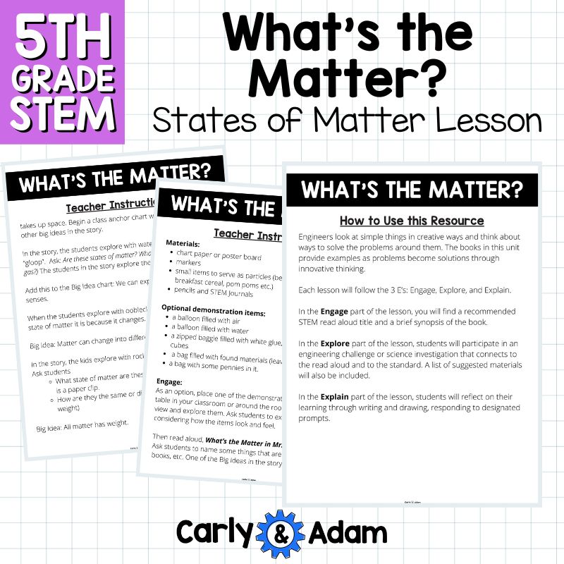 What's the Matter? Read Aloud 5th Grade STEM Lesson Plan States of Matter — preview 8