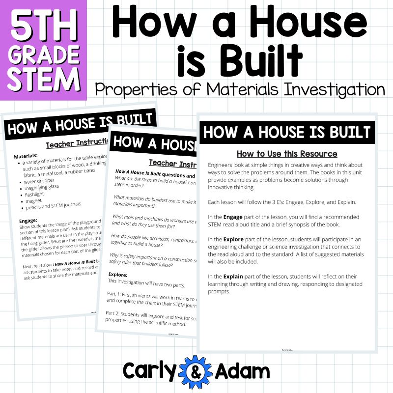 How a House is Built Read Aloud 5th Grade STEM Activity Properties of Materials — preview 3