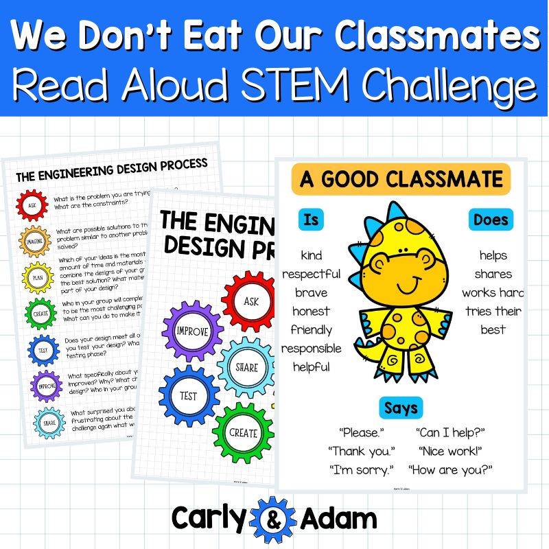 We Don't Eat Our Classmates Activity Read Aloud STEM Cards, Craft — preview 6