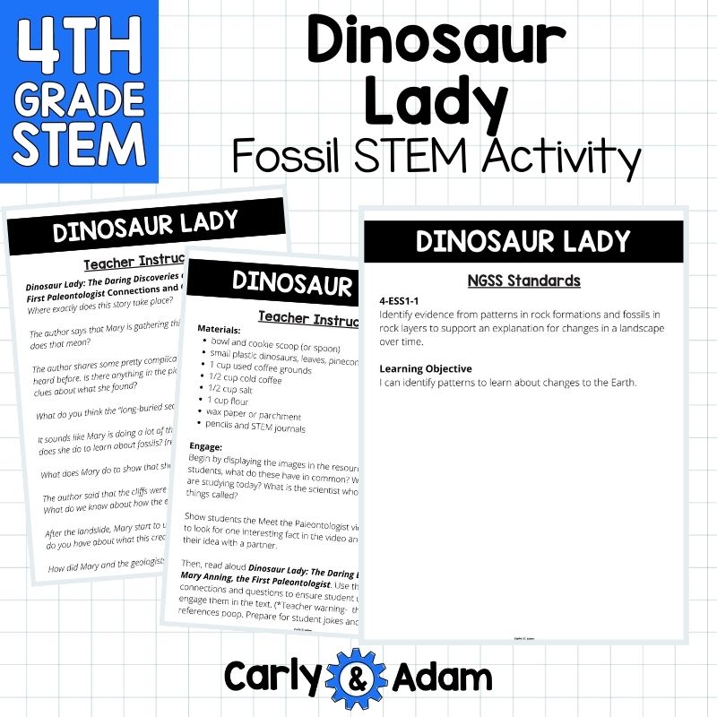 4th Grade Science Dinosaur Lady Read Aloud STEM Challenge Make Fossils — preview 2