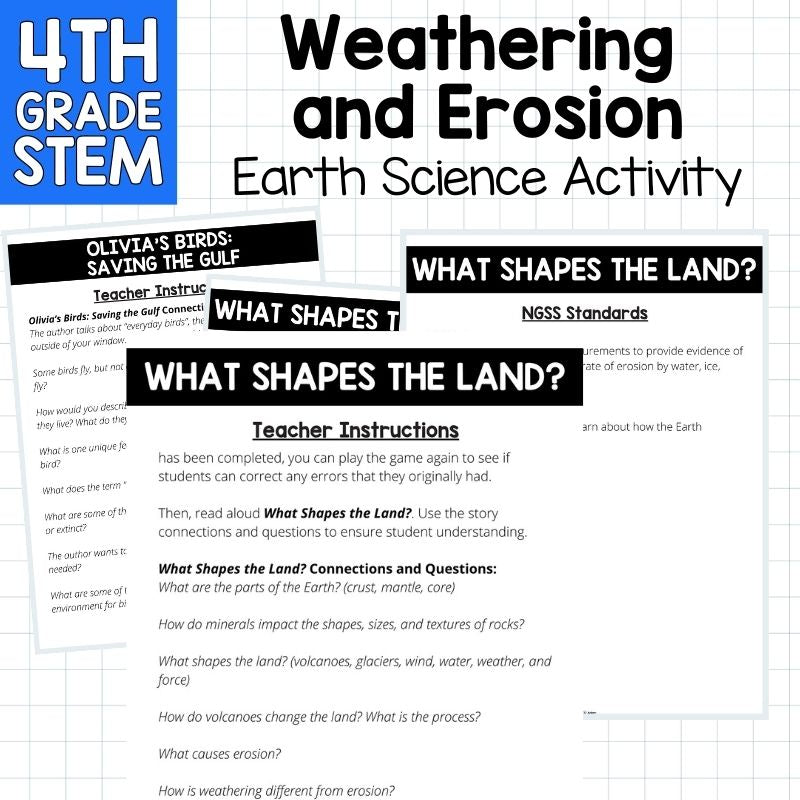 4th Grade Science Weathering and Erosion STEM Challenge What Shapes the Land — preview 4