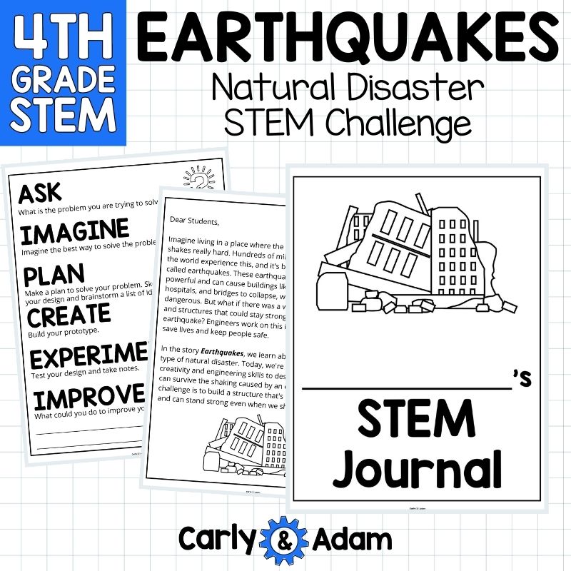 4th Grade Science Earthquakes Natural Disasters STEM Challenge, Worksheets — preview 4