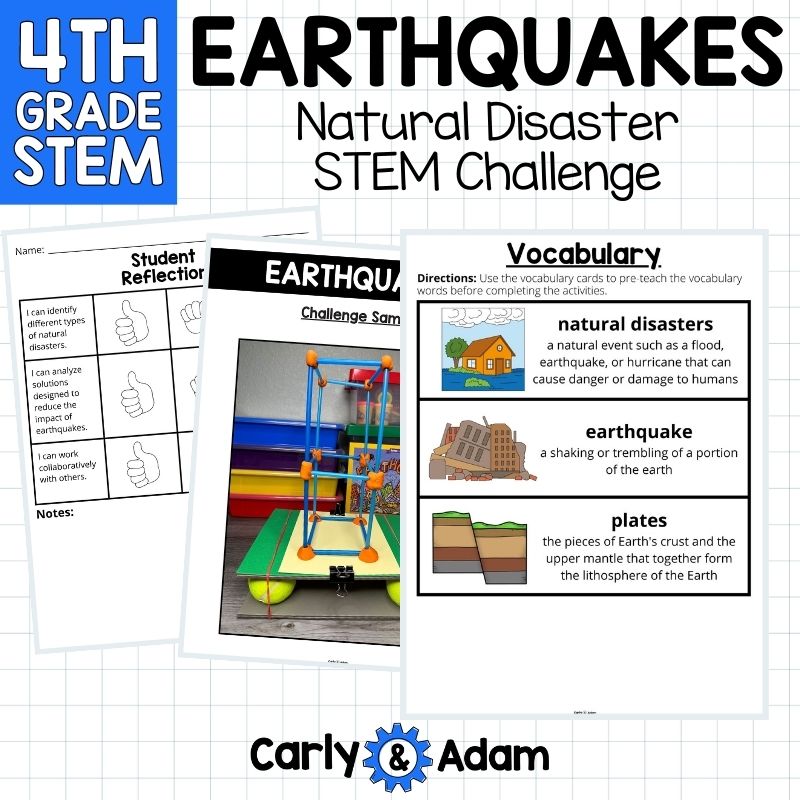 4th Grade Science Earthquakes Natural Disasters STEM Challenge, Worksheets — preview 6