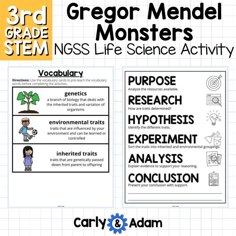 Gregor Mendel Monster Traits 3rd Grade STEM Activity NGSS Heredity 3-LS3-2 — preview 10