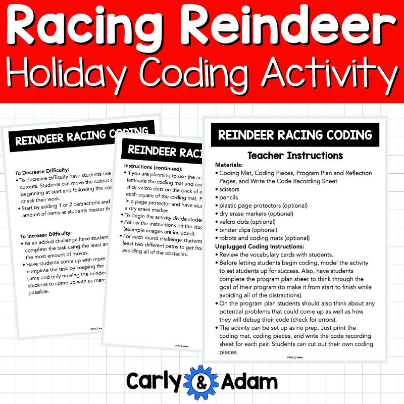 Racing Reindeer Coding Activity for NO PREP Christmas and Winter Holidays — preview 6