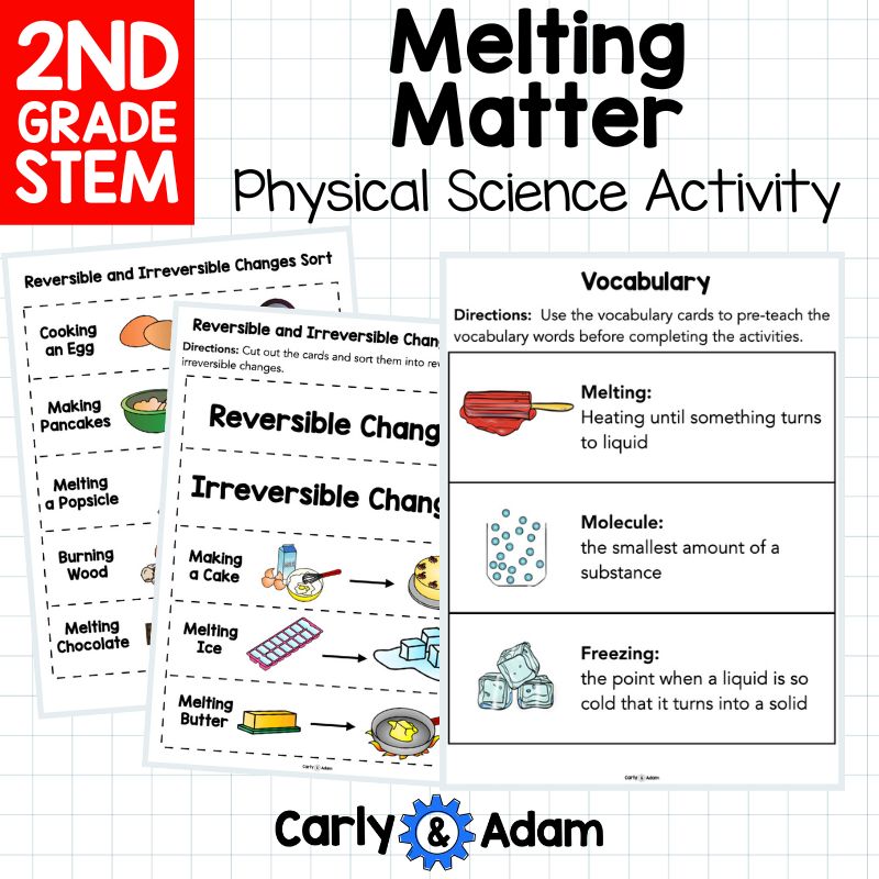 2nd Grade Science Activity Melting Matter Reversible and Irreversible Changes — preview 5