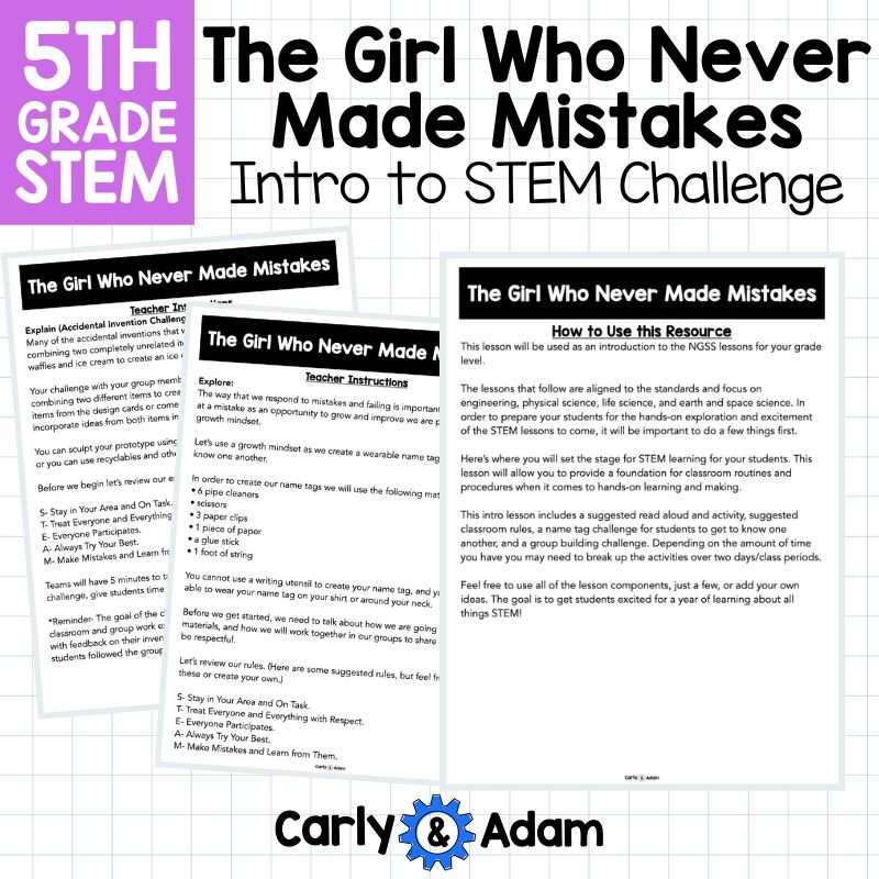 Intro to 5th Grade STEM Challenges The Girl Who Never Made Mistakes Activity — preview 13
