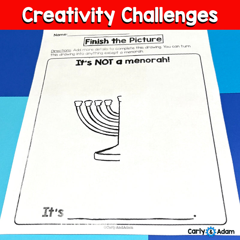 Christmas Creativity Challenges with Hanukkah Winter Holidays Finish the Picture Activities
