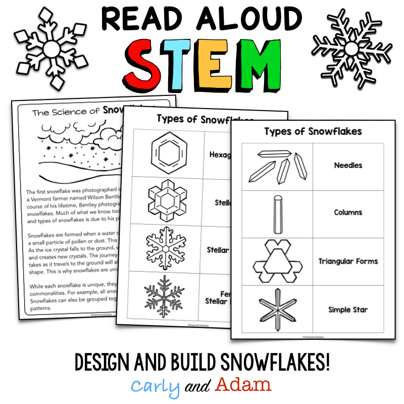 Snowflake Bentley Winter READ ALOUD STEM Activity