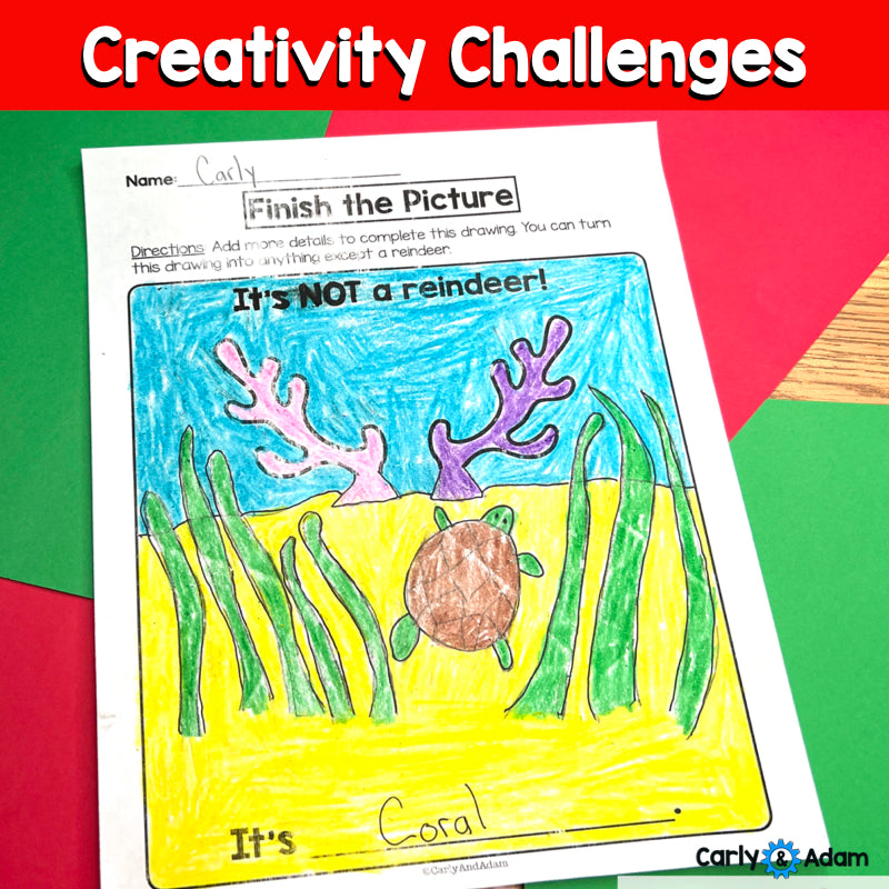 Christmas Creativity Challenges with Hanukkah Winter Holidays Finish the Picture Activities