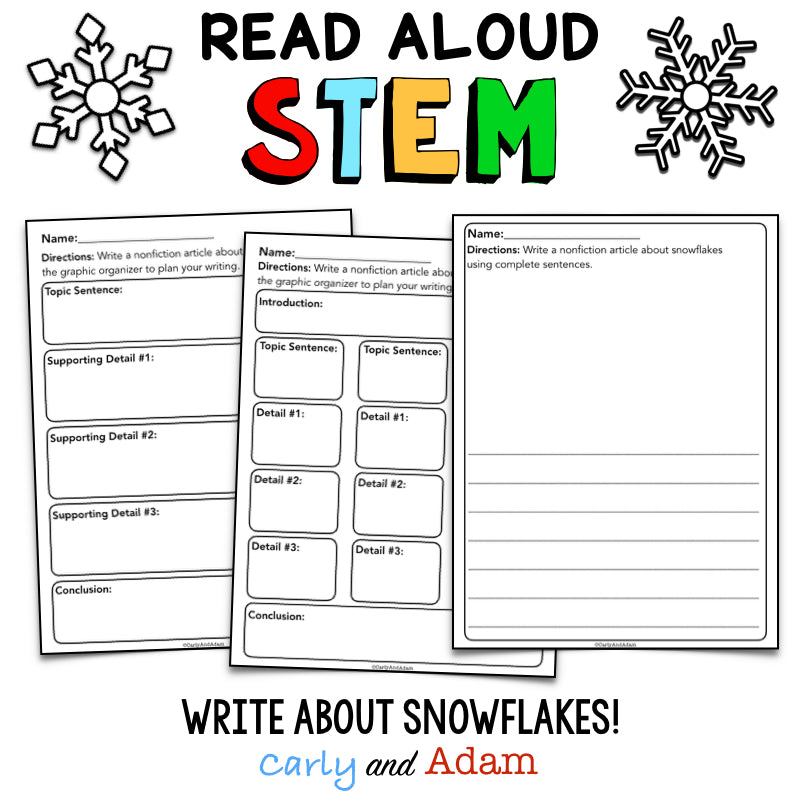 Snowflake Bentley Winter READ ALOUD STEM Activity