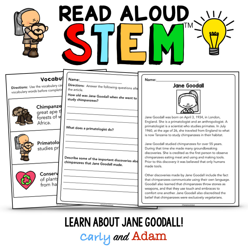 Jane Goodall The Watcher READ ALOUD STEM Activity