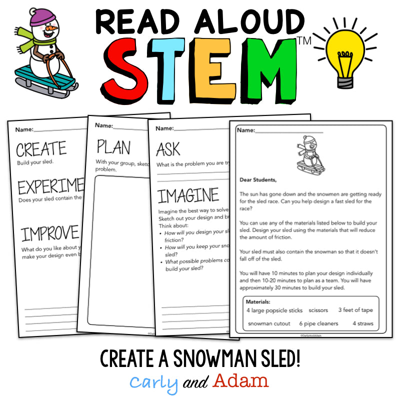 Snowmen at Night Winter READ ALOUD STEM Activity