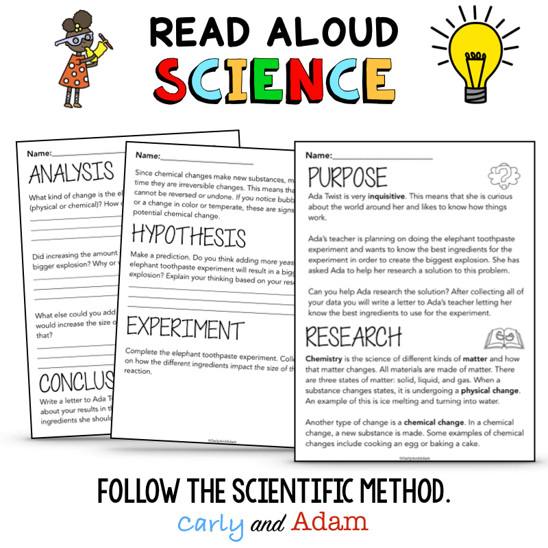 Elephant Toothpaste Experiment  Ada Twist, Scientist Scientific Method Activity