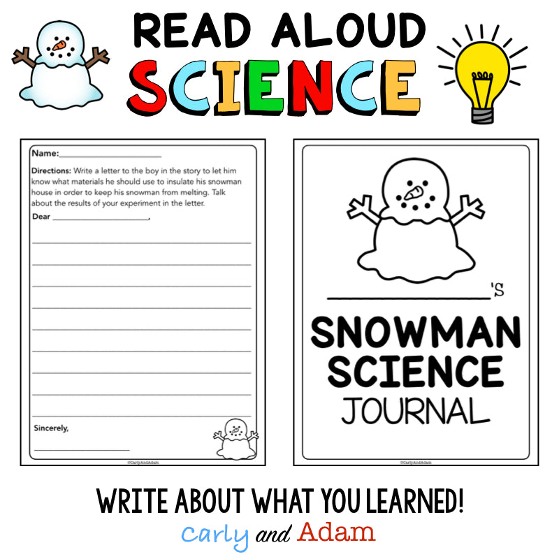Snowmen All Year Winter Science Experiment READ ALOUD STEM Activity