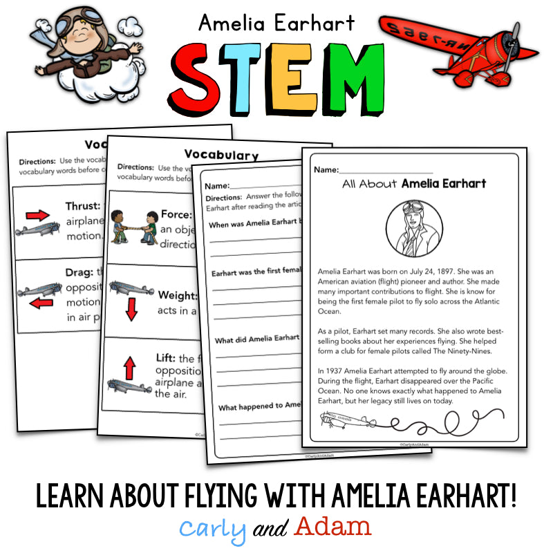 Amelia Earhart Build an Airplane READ ALOUD STEM™ Activity