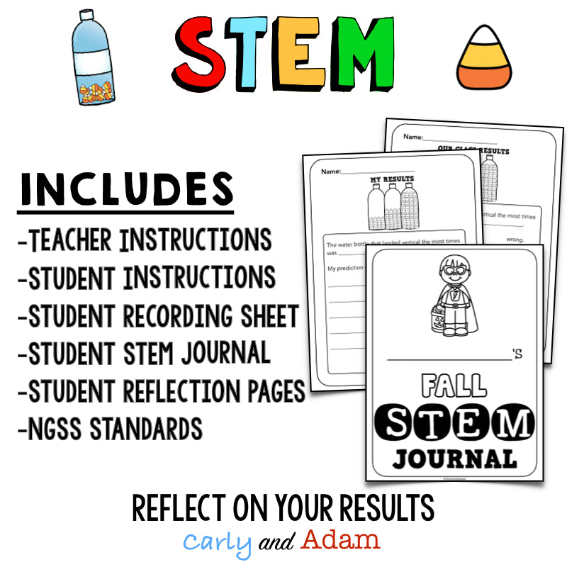 Candy Corn Water Bottle Flipping Fall STEM Activity
