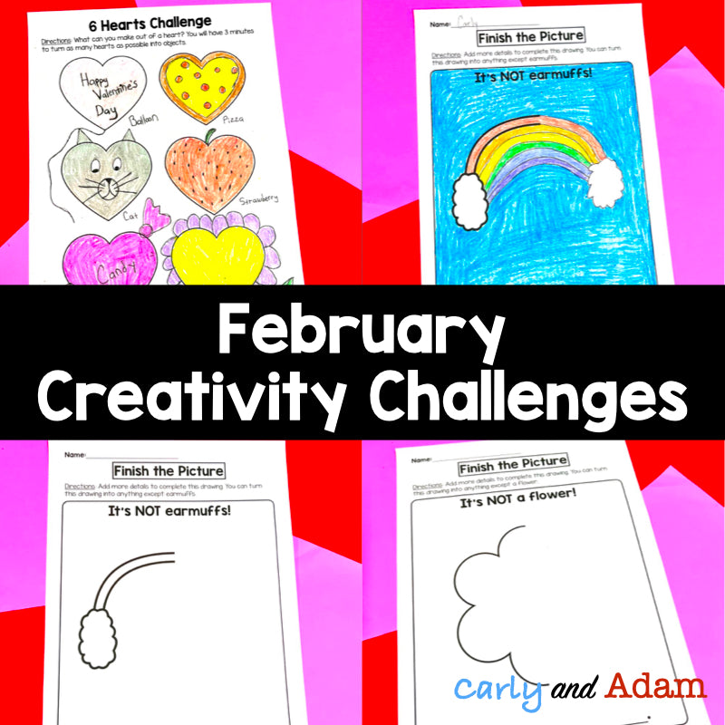 February Creativity Activities - Valentine's Day, Groundhog Day, Morning Work, Brain Breaks, Finish the Picture