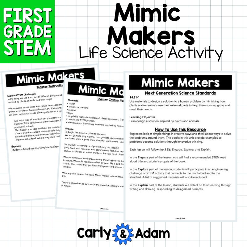 1st Grade Science Lesson Mimic Makers Biomimicry STEM Activity — preview 3