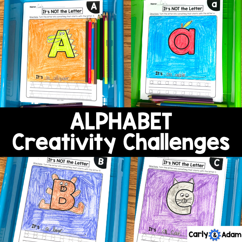 Alphabet Creativity Challenges Finish the Picture, Finish the Drawing Activities, Sub Plans, Break Breaks, Morning Work