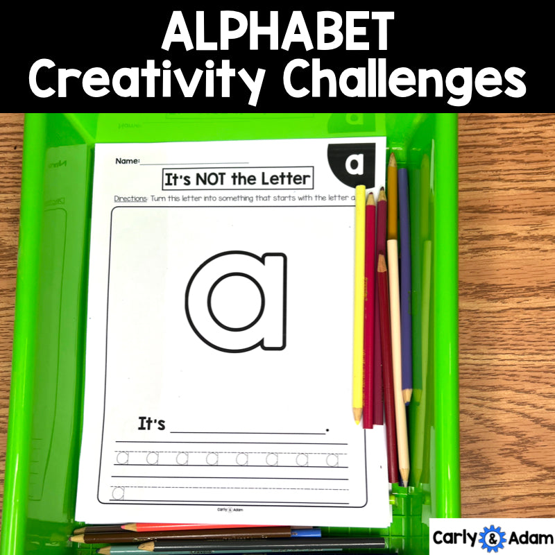 Alphabet Creativity Challenges Finish the Picture, Finish the Drawing Activities, Sub Plans, Break Breaks, Morning Work
