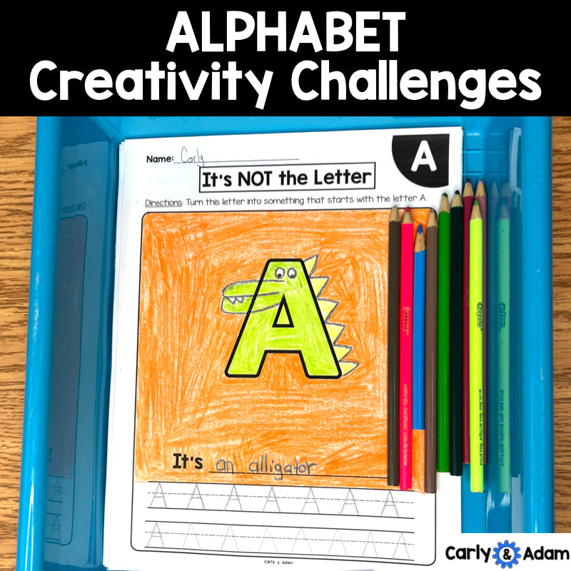 Alphabet Creativity Challenges Finish the Picture, Finish the Drawing Activities, Sub Plans, Break Breaks, Morning Work