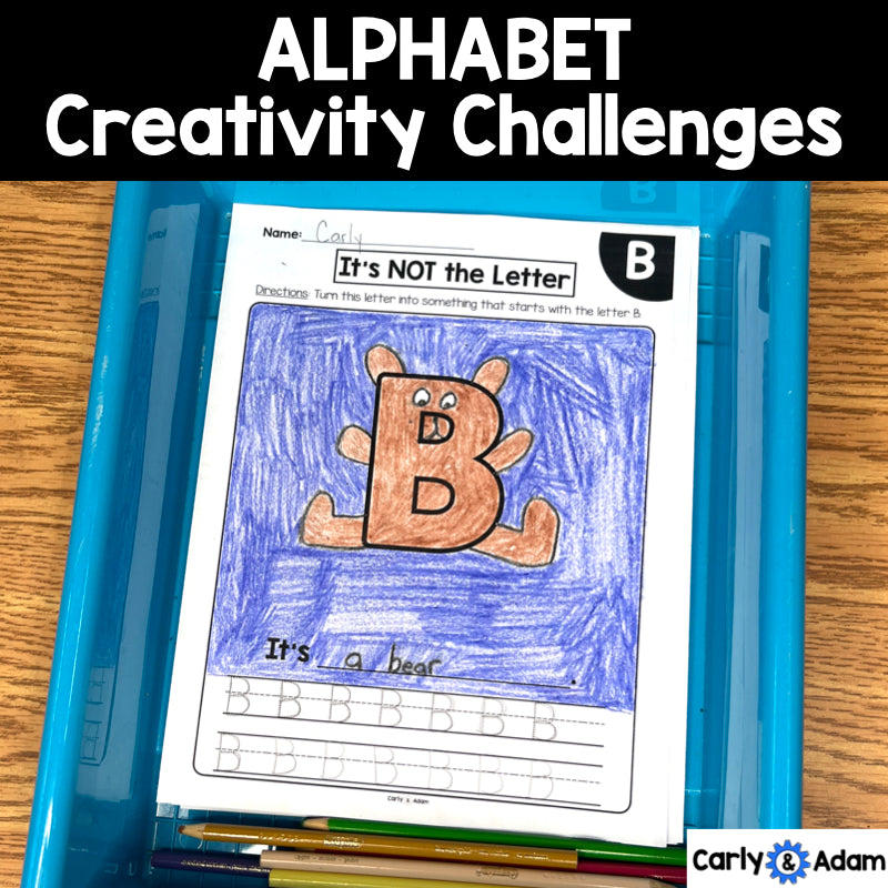 Alphabet Creativity Challenges Finish the Picture, Finish the Drawing Activities, Sub Plans, Break Breaks, Morning Work