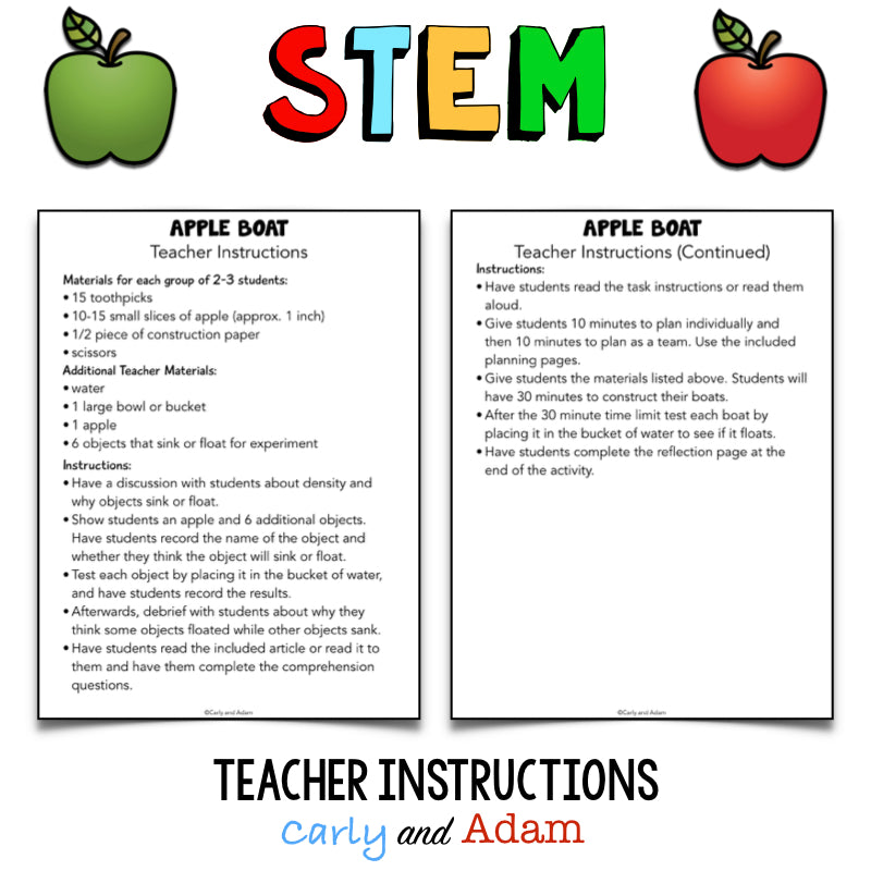 Apple Boat Builder STEM Activity Apple Sink or Float Science Experiment