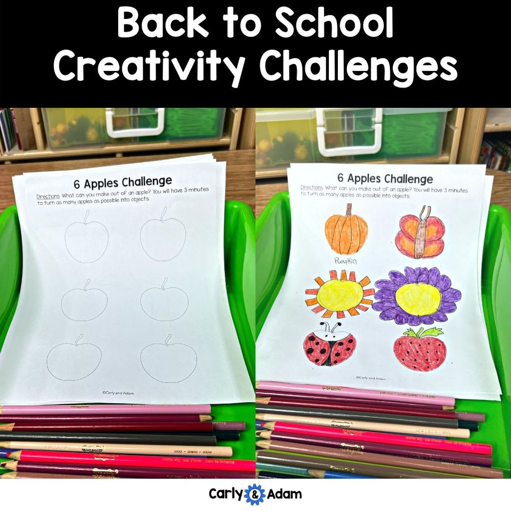 Back to School Creativity Challenges - Morning Work, Finish the Picture Activities, Brain Breaks, Bell Ringers, Sub Plans