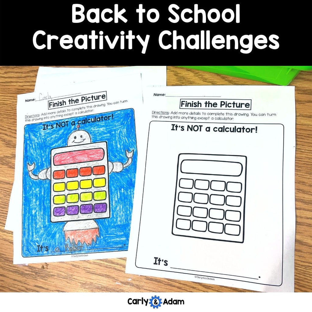 Back to School Creativity Challenges - Morning Work, Finish the Picture Activities, Brain Breaks, Bell Ringers, Sub Plans