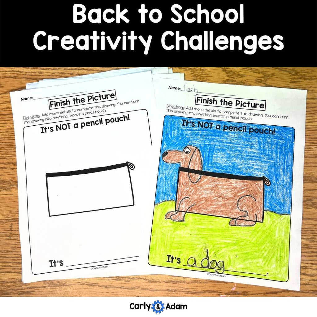 Back to School Creativity Challenges - Morning Work, Finish the Picture Activities, Brain Breaks, Bell Ringers, Sub Plans