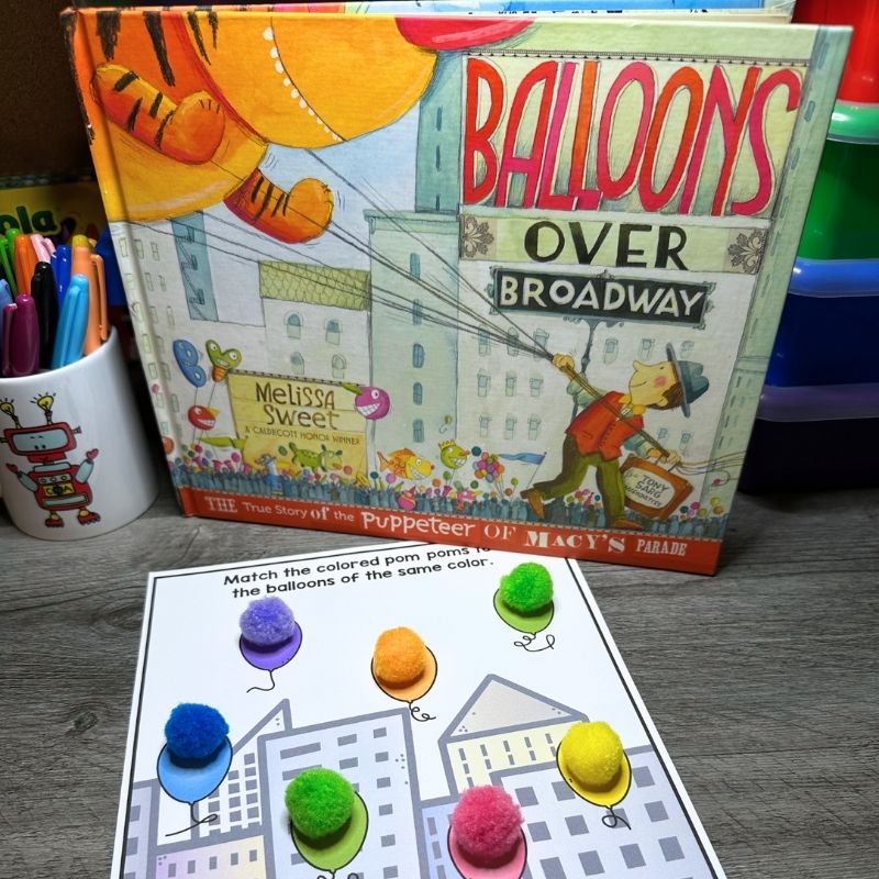 Thanksgiving Balloons Over Broadway Color Match Kindergarten and Pre-K Lesson