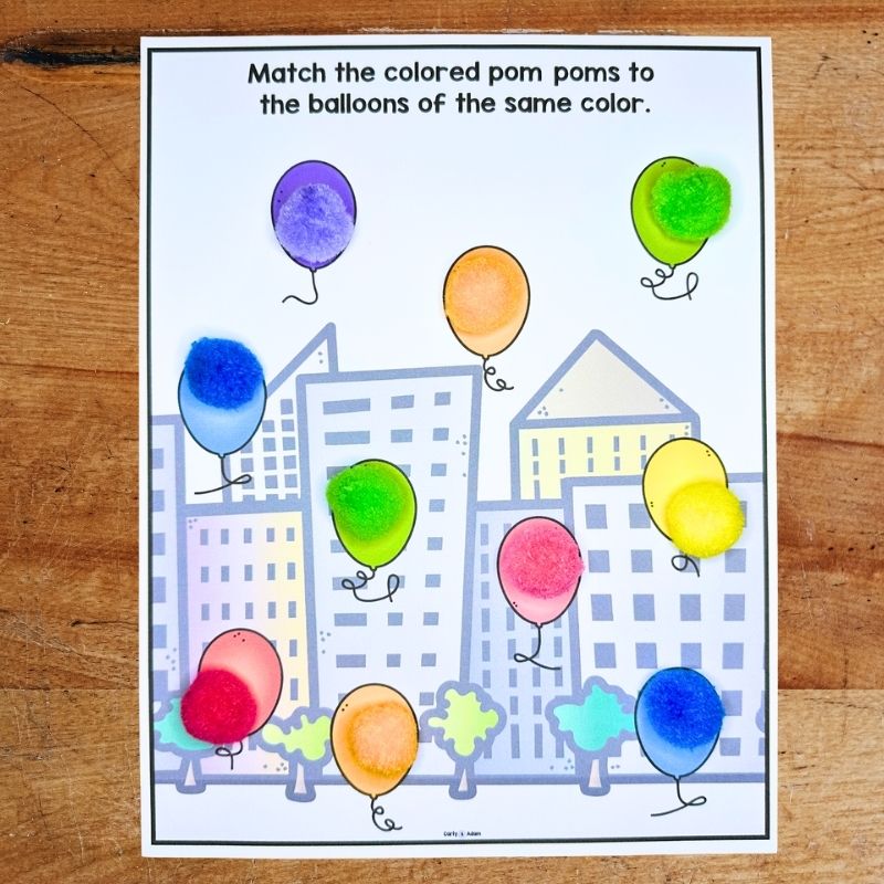 Thanksgiving Balloons Over Broadway Color Match Kindergarten and Pre-K Lesson