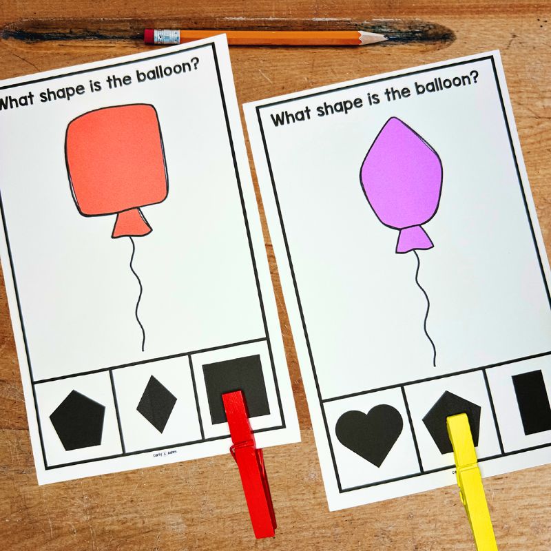 Balloons Over Broadway Shape Match Pre-K and Kindergarten 2D Shape Task Cards
