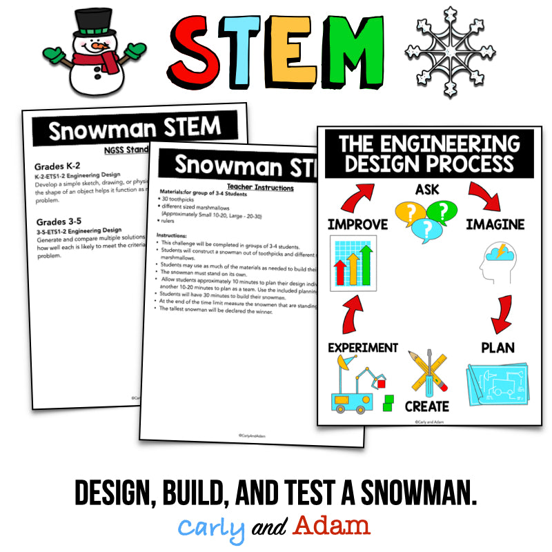 Build a Marshmallow Snowman Winter STEM Activity