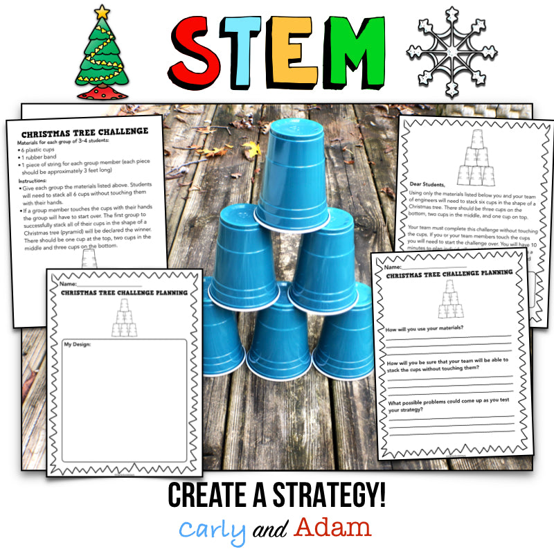 Christmas Tree Cup Stacking Challenge STEM Activity