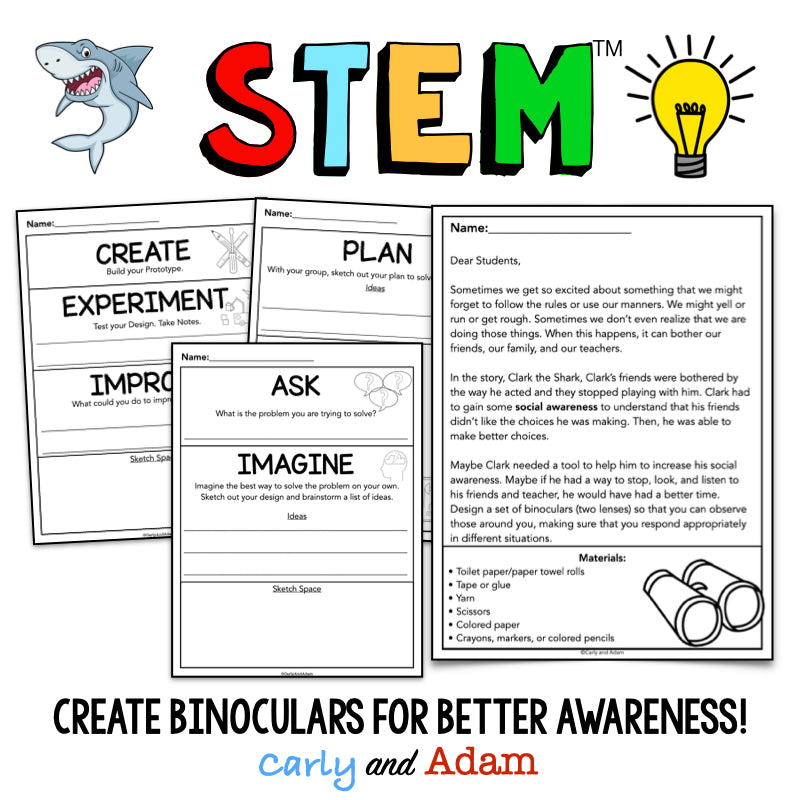 Clark the Shark Social Awareness SEL STEM Activity