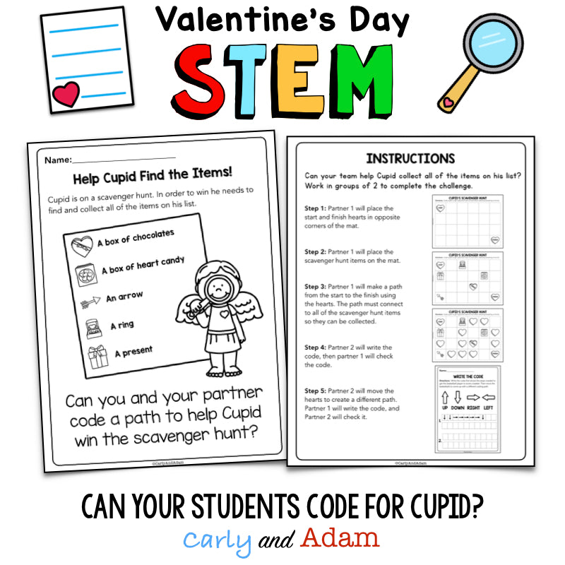 Cupid's Scavenger Hunt Valentine's Day Coding Activity