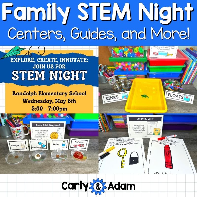 Family STEM Night - 12 Science Centers, Planning Guide, Flyers, Games, and More