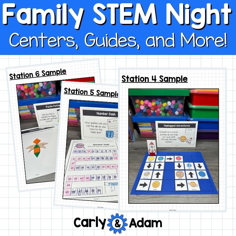 Family STEM Night - 12 Science Centers, Planning Guide, Flyers, Games, and More