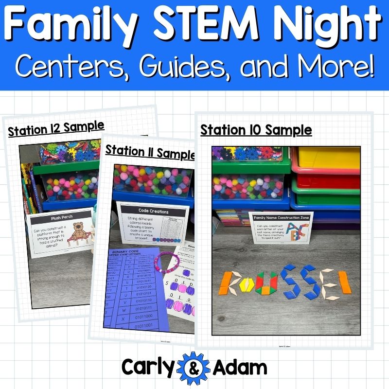 Family STEM Night - 12 Science Centers, Planning Guide, Flyers, Games, and More
