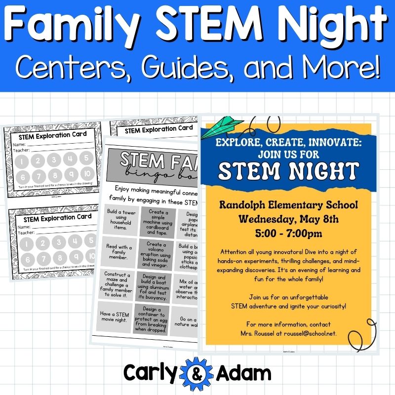 Family STEM Night - 12 Science Centers, Planning Guide, Flyers, Games, and More