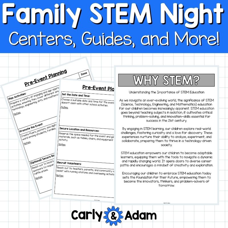 Family STEM Night - 12 Science Centers, Planning Guide, Flyers, Games, and More