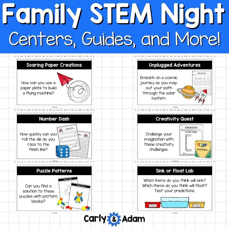 Family STEM Night - 12 Science Centers, Planning Guide, Flyers, Games, and More