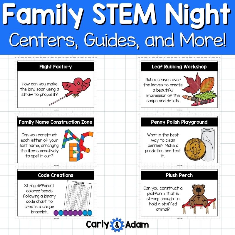 Family STEM Night - 12 Science Centers, Planning Guide, Flyers, Games, and More