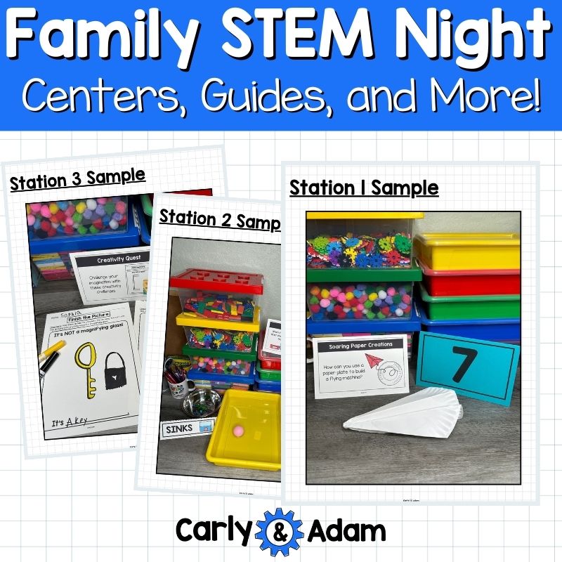 Family STEM Night - 12 Science Centers, Planning Guide, Flyers, Games, and More