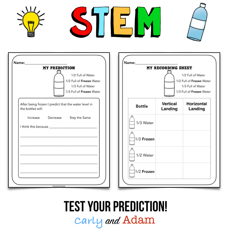 Frozen Water Bottle Flipping Winter STEM Activity