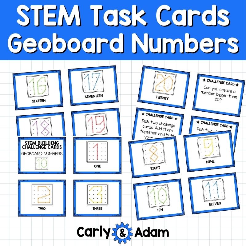 Numbers 1-20 Geoboard Task Cards