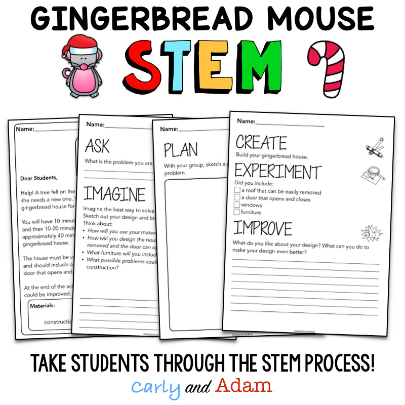 Gingerbread Mouse House Christmas READ ALOUD STEM™ Activity